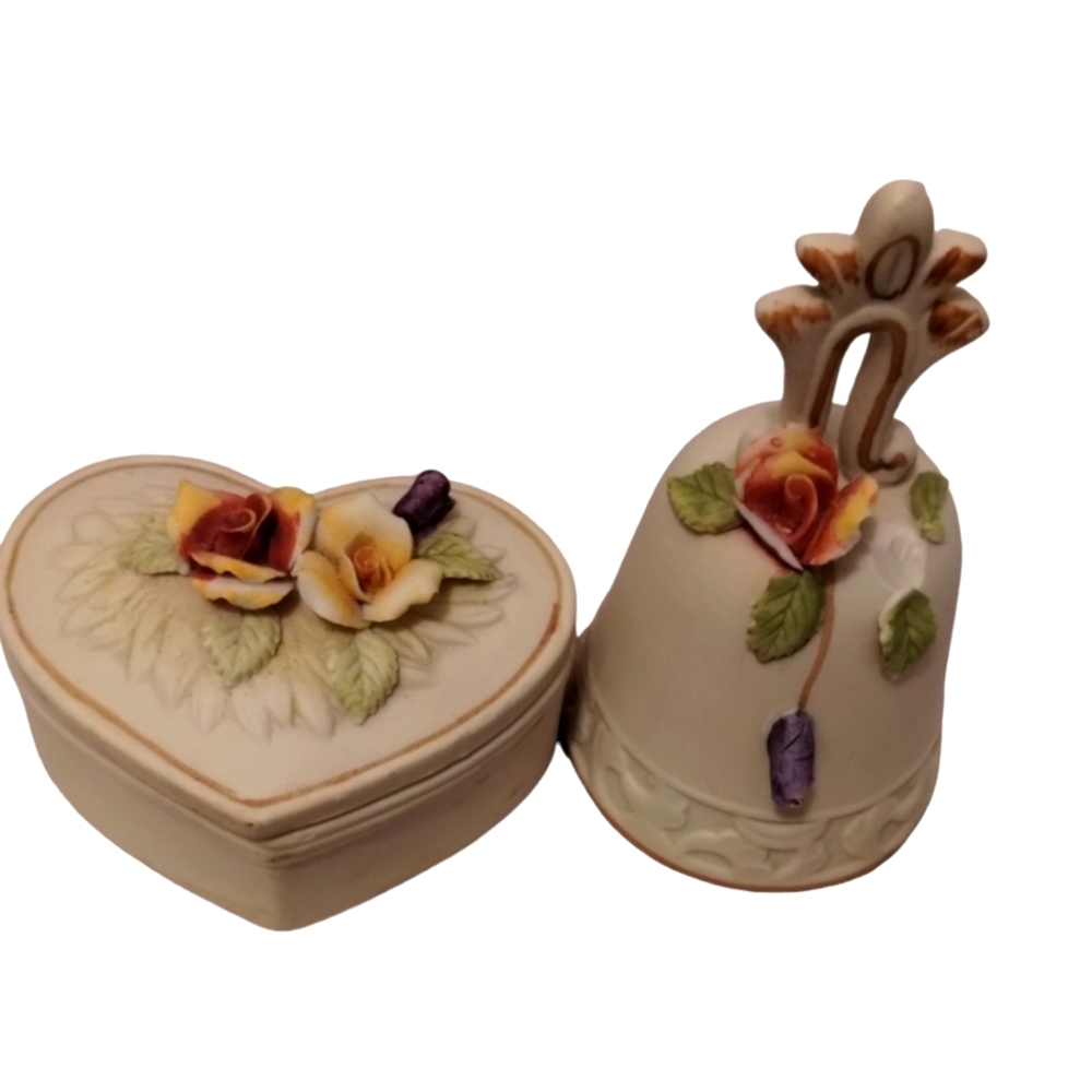 Ceramic Heart Box And Bell